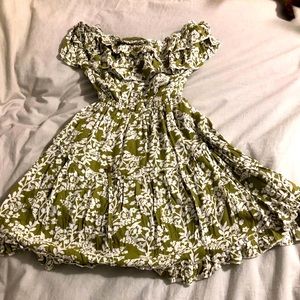 Indikah Strapless Dress (Small;Green/White)